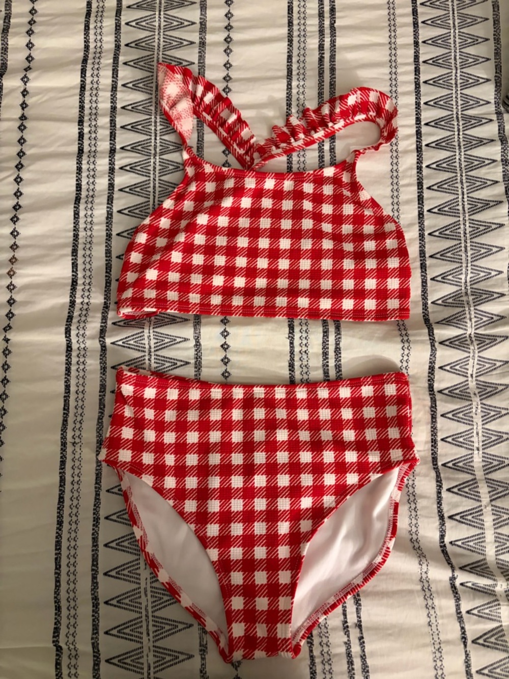 Cat & Jack Red and White Gingham Girls' Two-Piece Swim Set